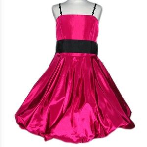 Girls Fuschia Bubble Dress with Beaded straps size 14 (no sash)